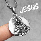 Jesus Heart Cross Necklaces Pendant Chain