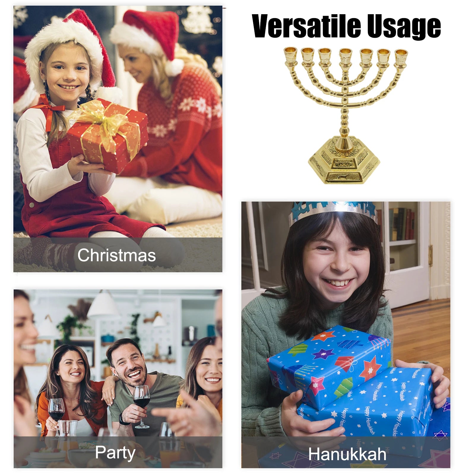 7 Branch Menorah Candle Holder Jerusalem