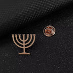 Jewish menorah men's brooch stainless steel lapel pin