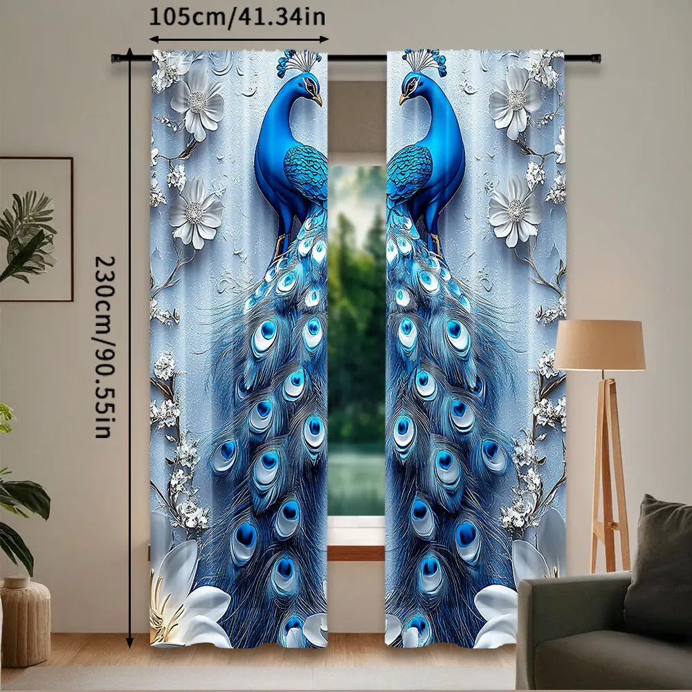 Gothic Blue Peacock Curtain