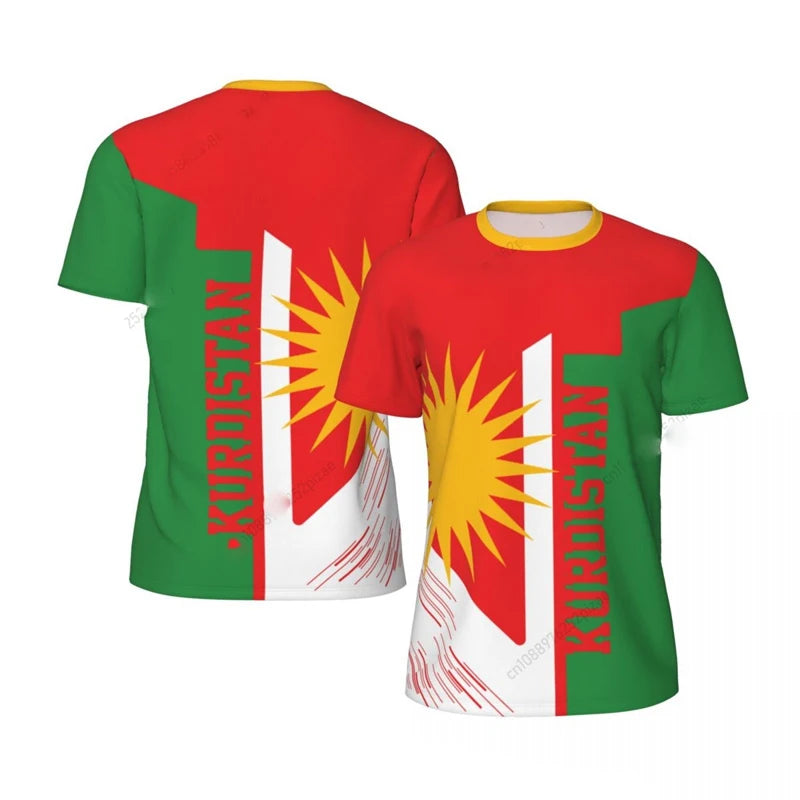 Kurdish Flag Print T-shirt For Men Football Sport