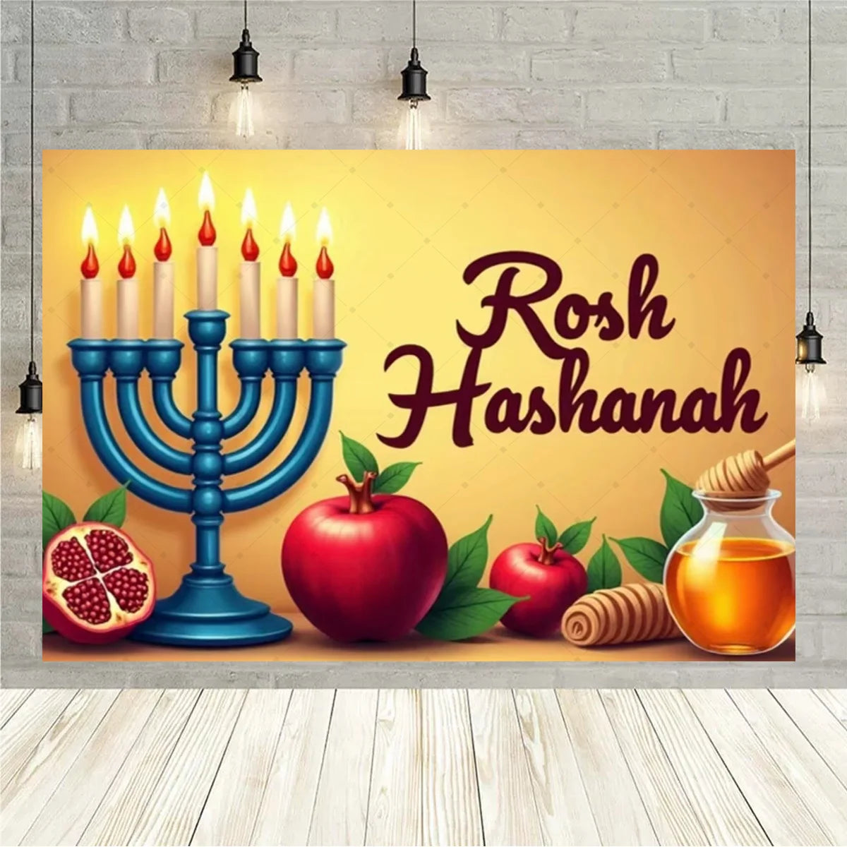Happy Rosh Hashanah Backdrop Jewish New Year