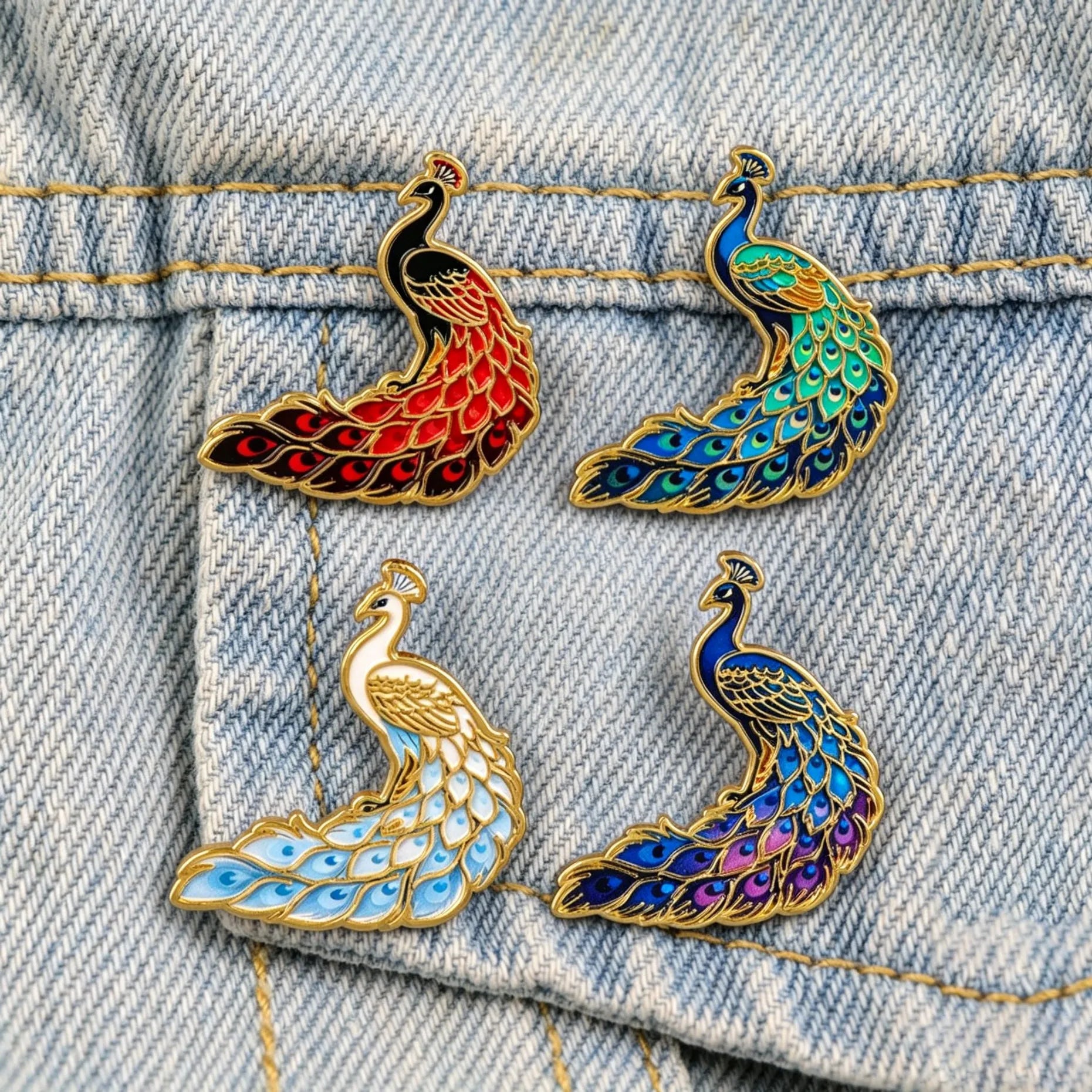Vintage Peacock Enamel Pin