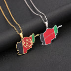 Afghanistan Map Flag Pendant Necklace