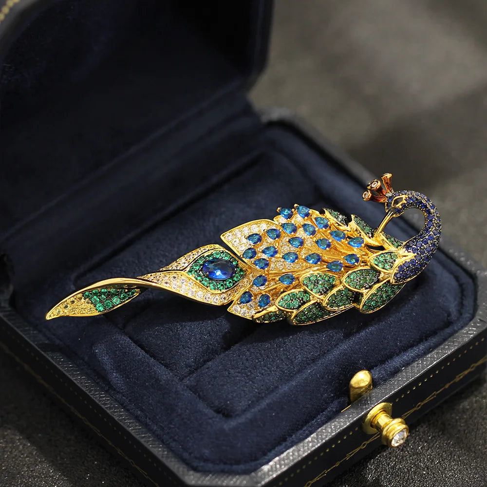 3D Peacock Brooch