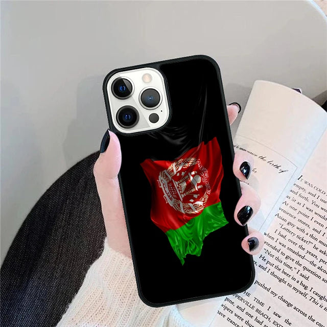 حافظات غطاء لهواتف آيفون 17 اير 16 15 14 12 13 11 برو ماكس آبل بلس SE2020 كوكيه بتصميم علم أفغانستان
