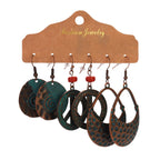 Vintage Bronze Irregular Geometric Triangle Arrow Tassel Dangle Earrings