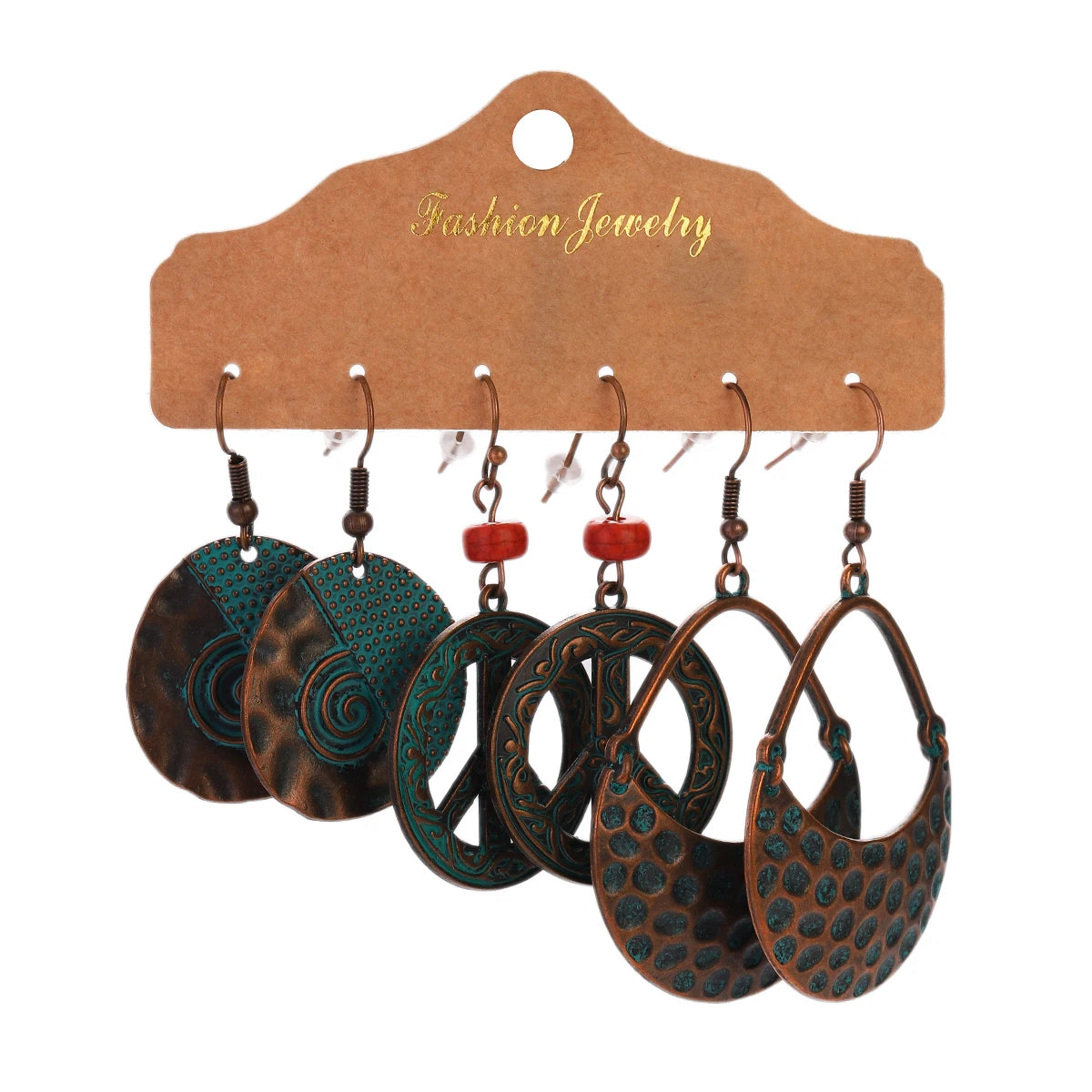 Vintage Bronze Irregular Geometric Triangle Arrow Tassel Dangle Earrings