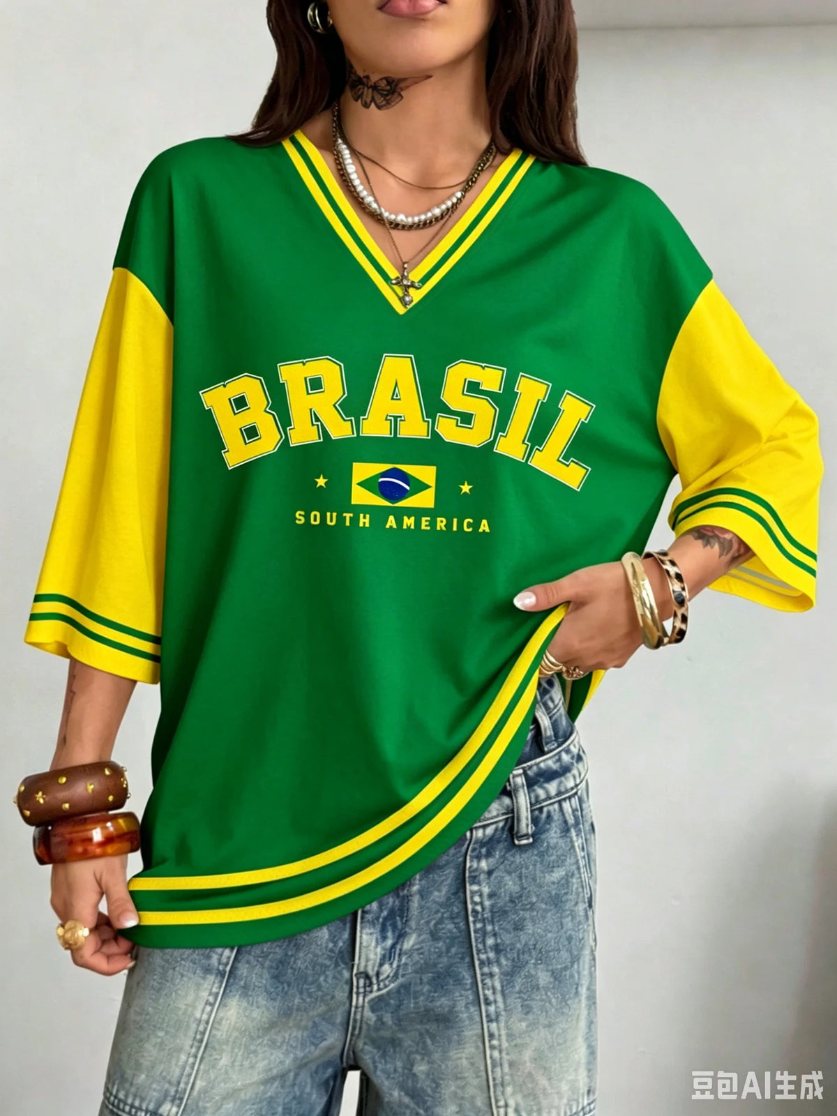 Brazil Letter Flag Graphic Tee