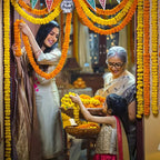 Artificial Marigold Flower Wreath for Diwali, and Mexican Day of The Dead Party Decoration