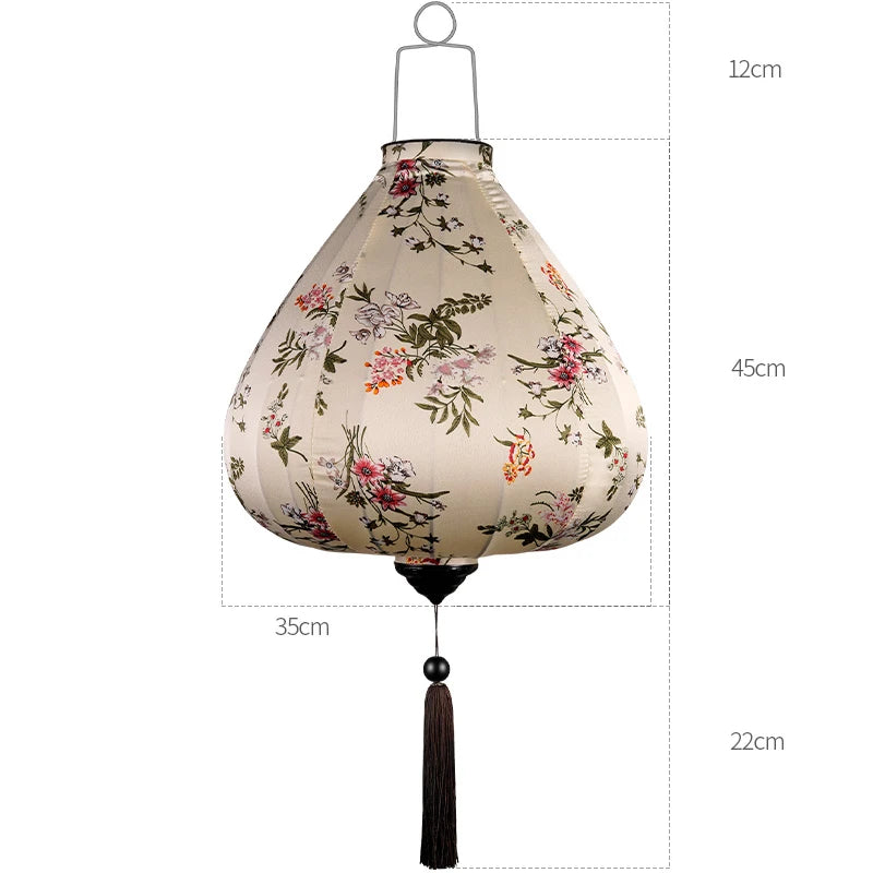 Chinese Silk Ancient Style Floral Hanging Lantern