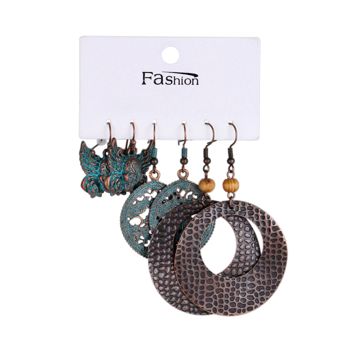Vintage Bronze Irregular Geometric Triangle Arrow Tassel Dangle Earrings