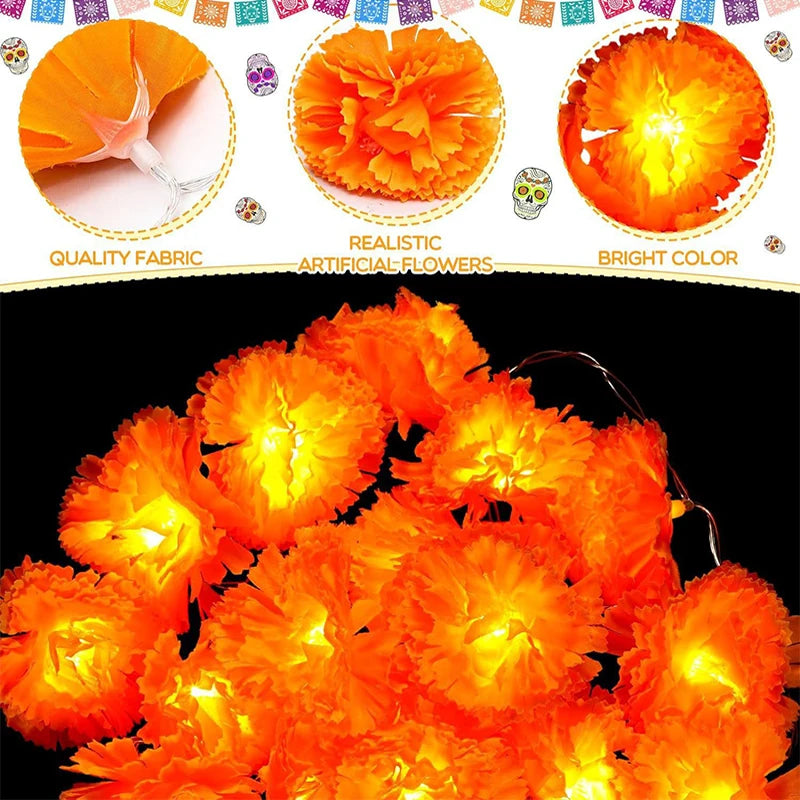 3M Marigold Artificial Flowers Day of The Dead, Halloween and Diwali Decor