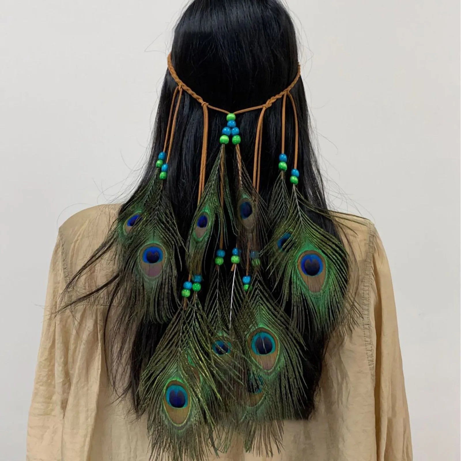 Ethnic Peacock Feather Headband