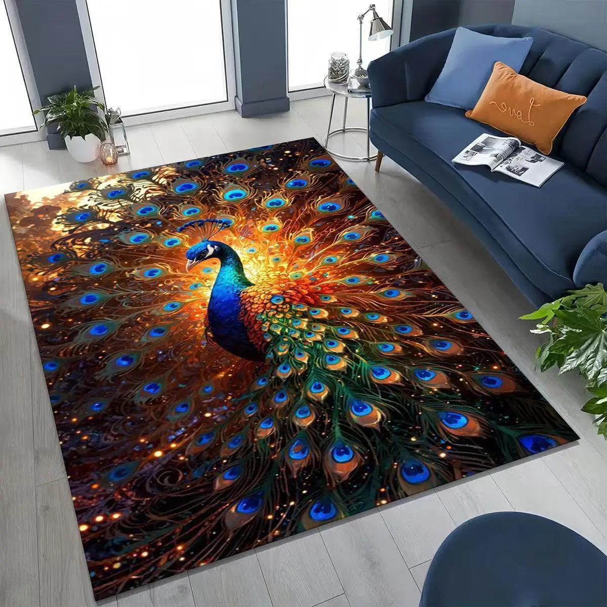 Colorful Peacock Birds Rug