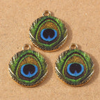 10pcs Enamel Peacock Feather