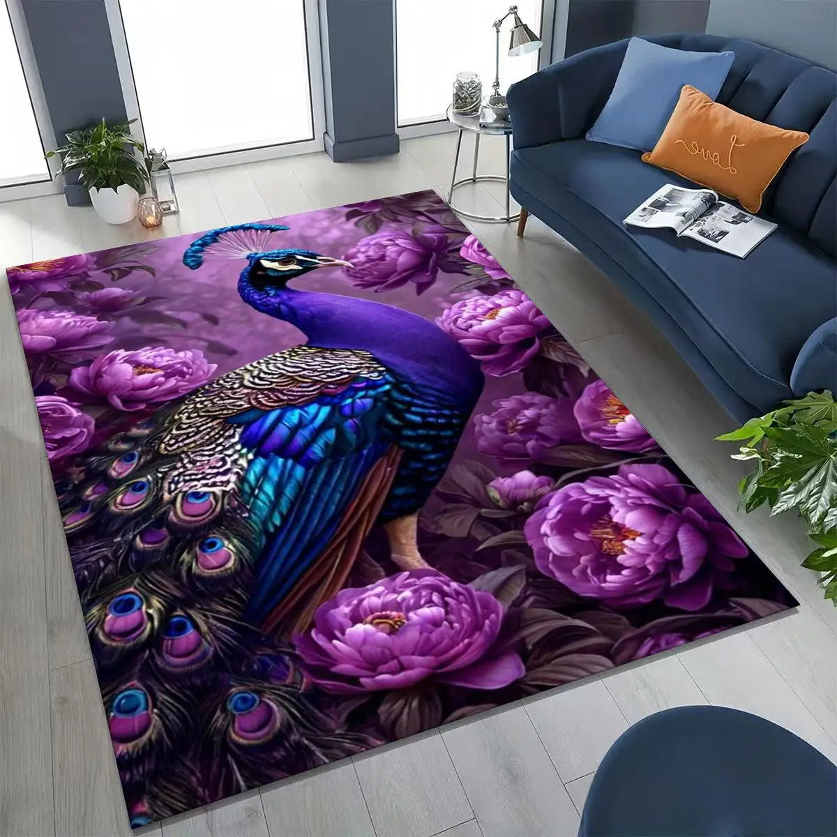Colorful Peacock Birds Rug