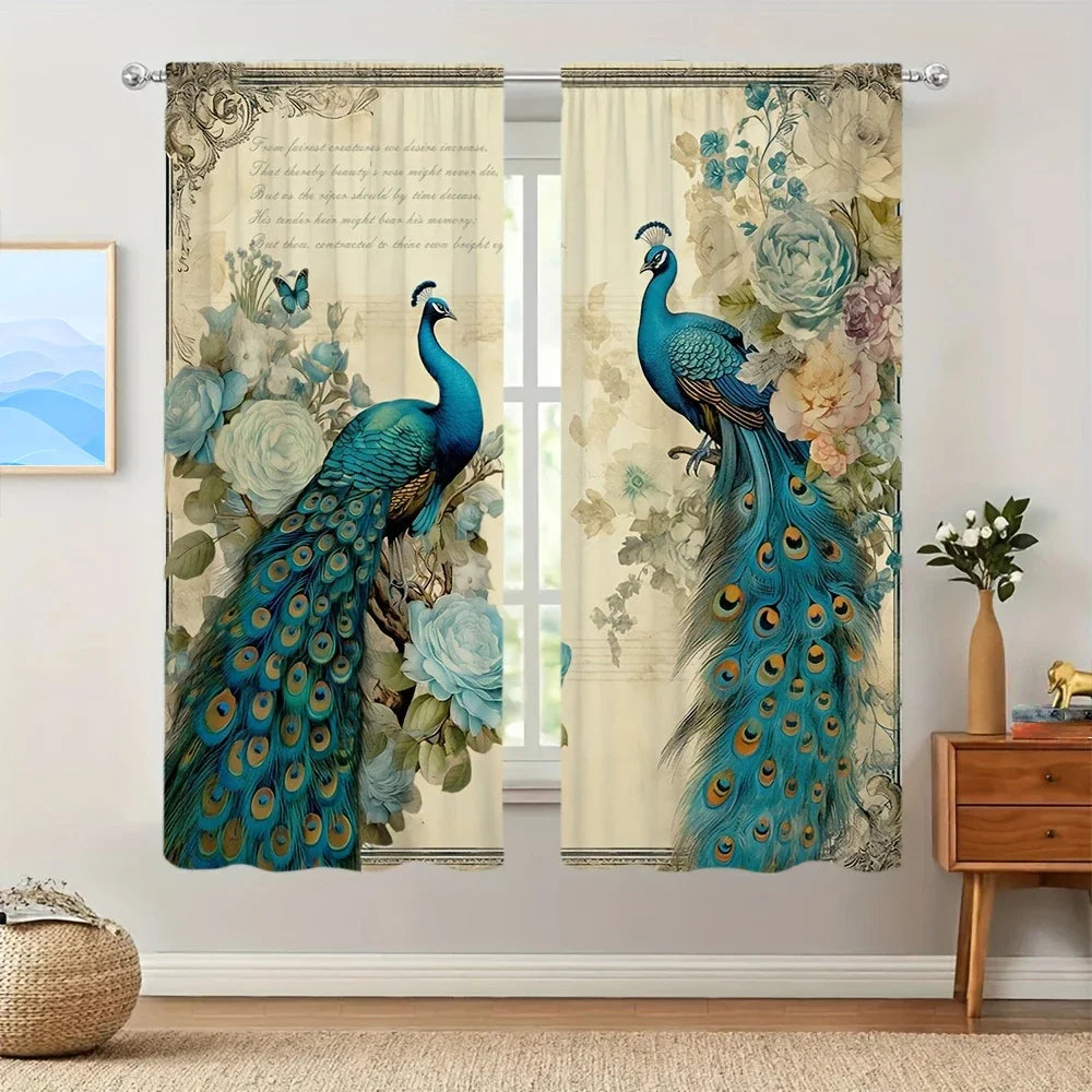 Peacock Style Printed Curtain