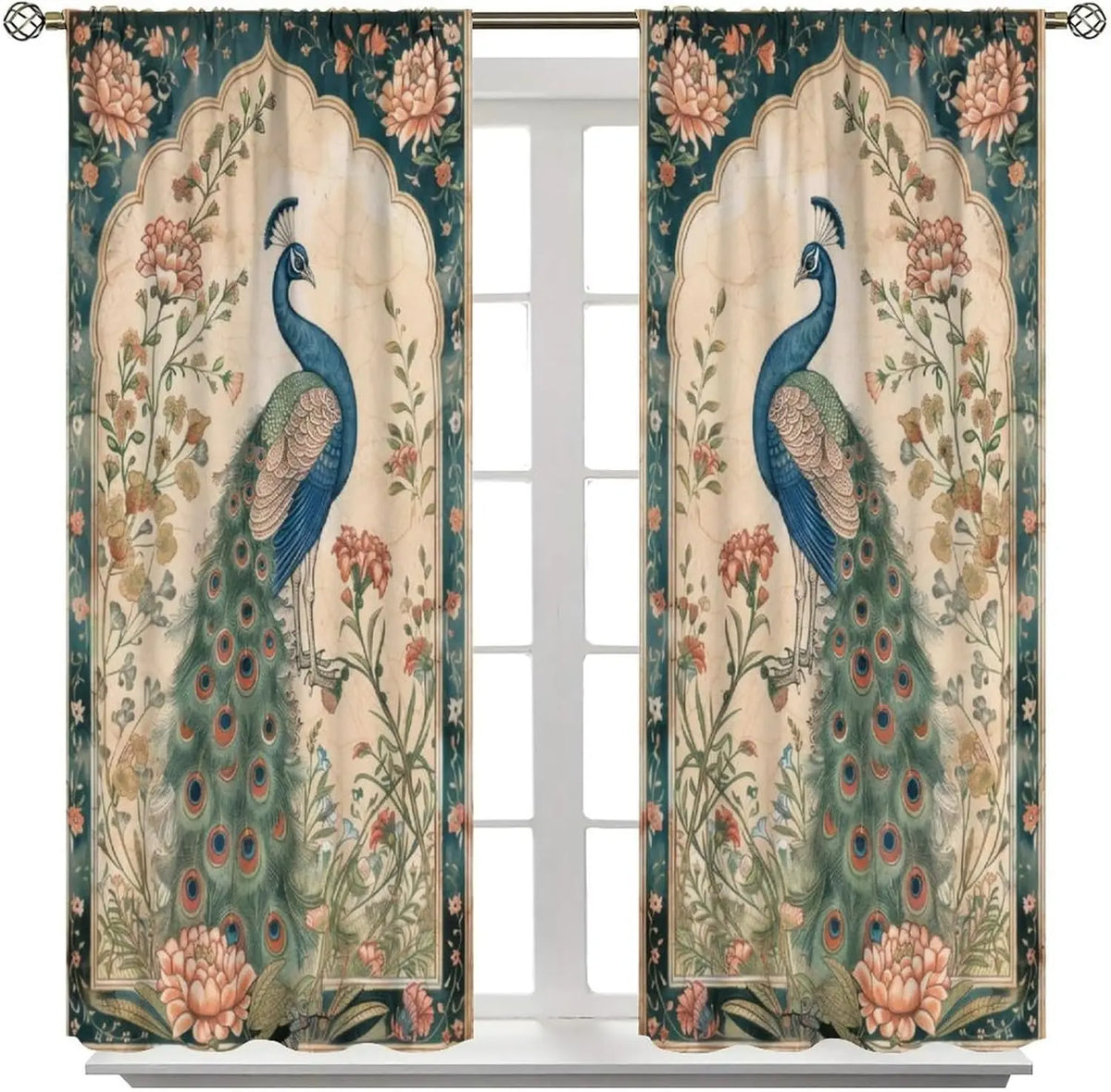 Peacock Floral Curtains