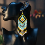 Bohemian Style Geometric Tassel Earrings Tribal Style