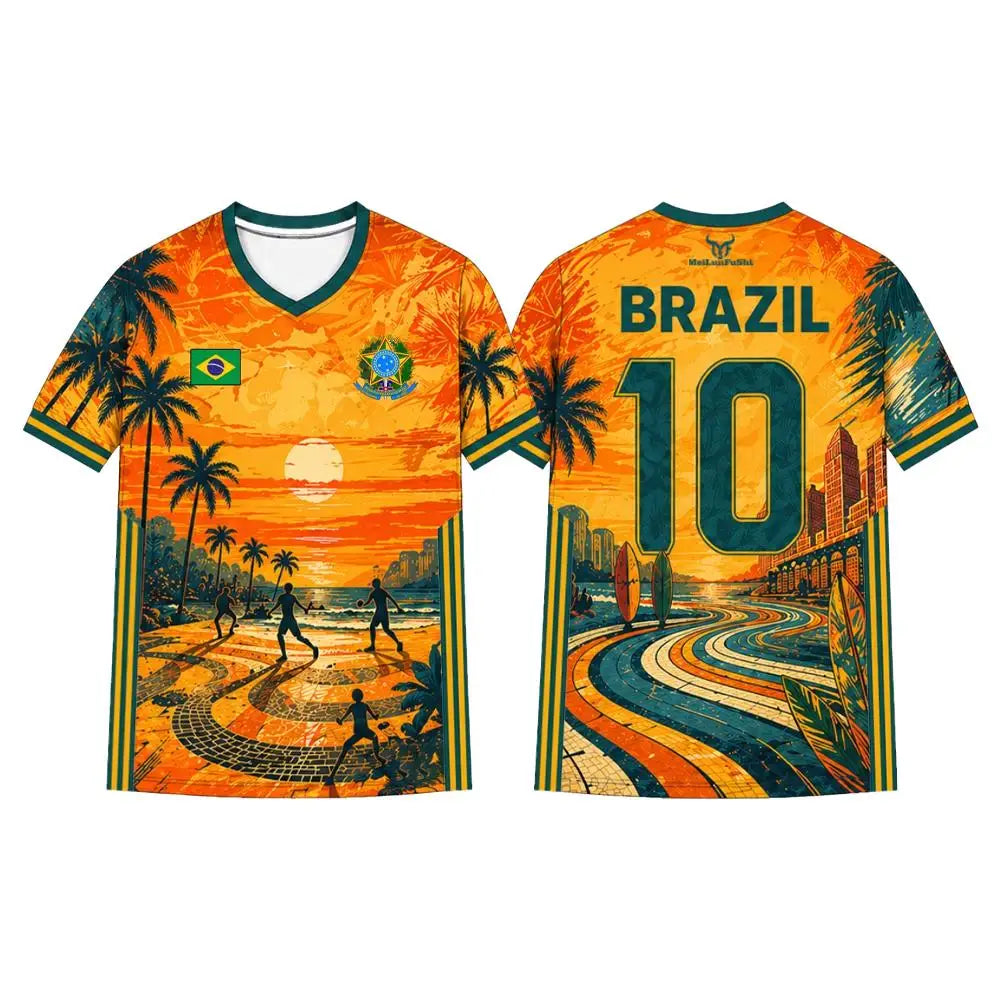 Brazil Flag Printed Jersey Tee Shirt