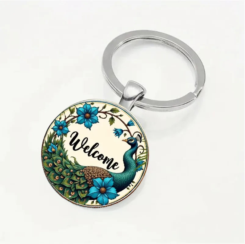 Peacock keychain feathers