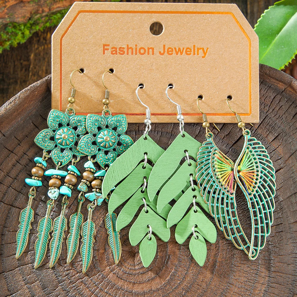 Boho Vintage Bronze Dangle Earrings