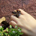 Ethnic Flower Feather Tassel Rings For Women Vintage Antique