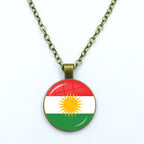 Kurdistan Flag Glass Pendant Keychain Jewelry Charm Bag Souvenir Key Ring