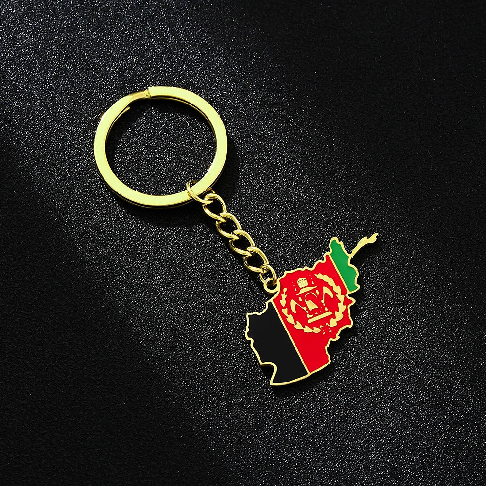 Afghanistan Map Flag Key Chain