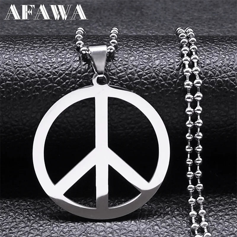 Peace Symbol Stainless Steel Chain Necklaces