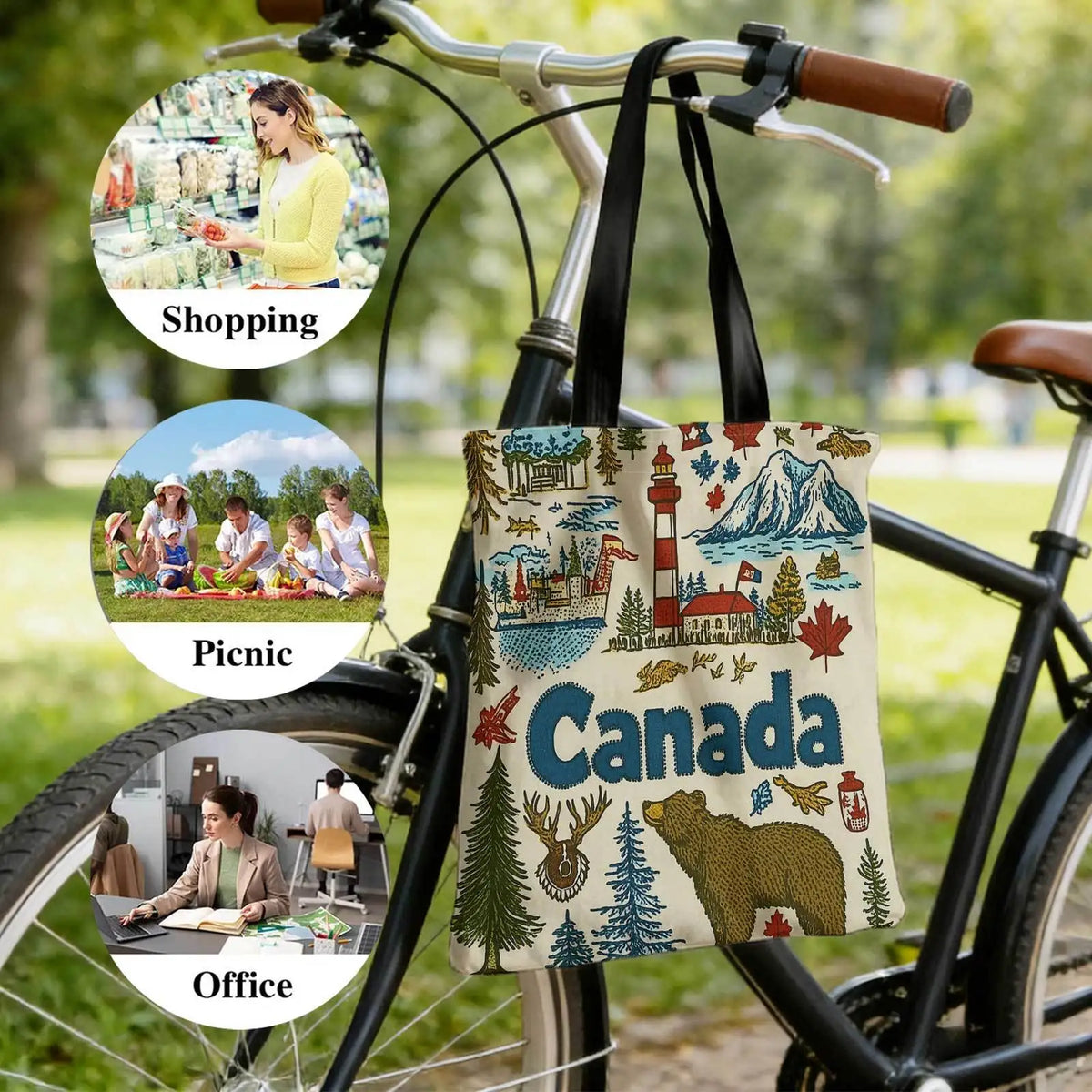 1pc Canada Lighthouse Moose Tote Bag