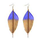 TopHanqi Bohemian Hollow Dream Catcher Leaf Feather Earrings