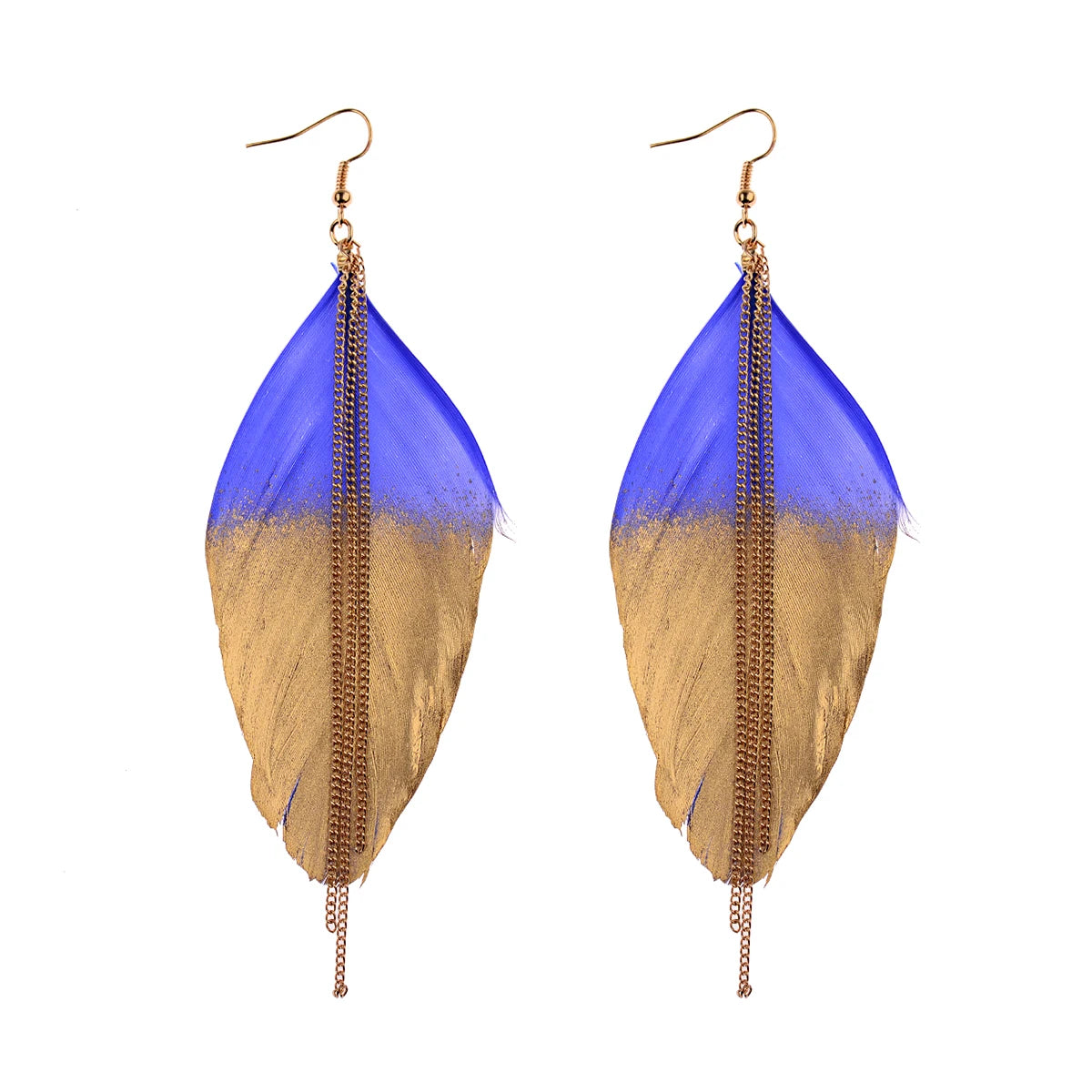 TopHanqi Bohemian Hollow Dream Catcher Leaf Feather Earrings