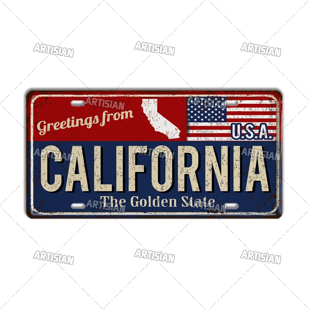 Greeting from USA States Landmark License Plate