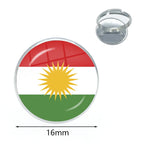 Kurdistan Flag Glass Pendant Keychain Jewelry Charm Bag Souvenir Key Ring