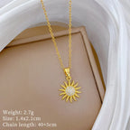 Stainless Steel Crystal Sunflower Necklace