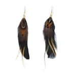 Brown Blue Feather Tassel Earrings