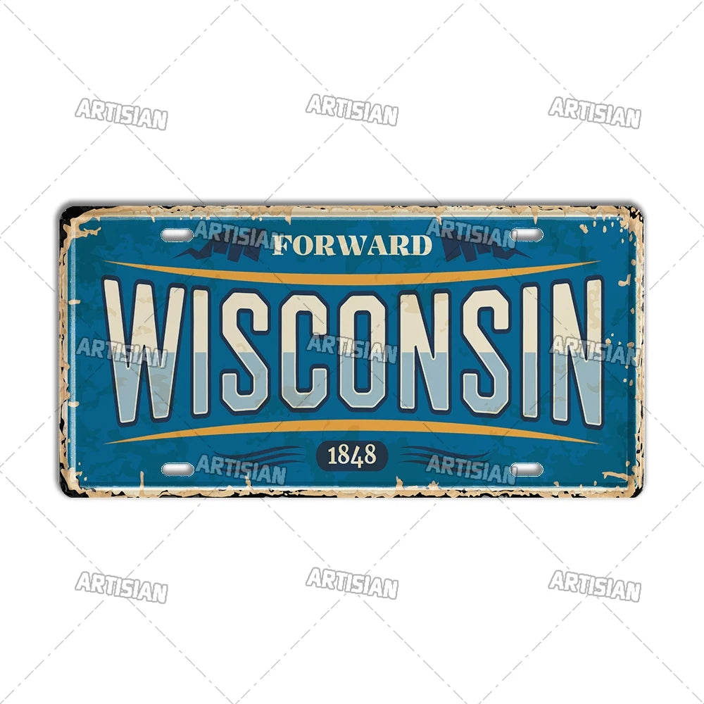 USA License Plate Landmark Metal