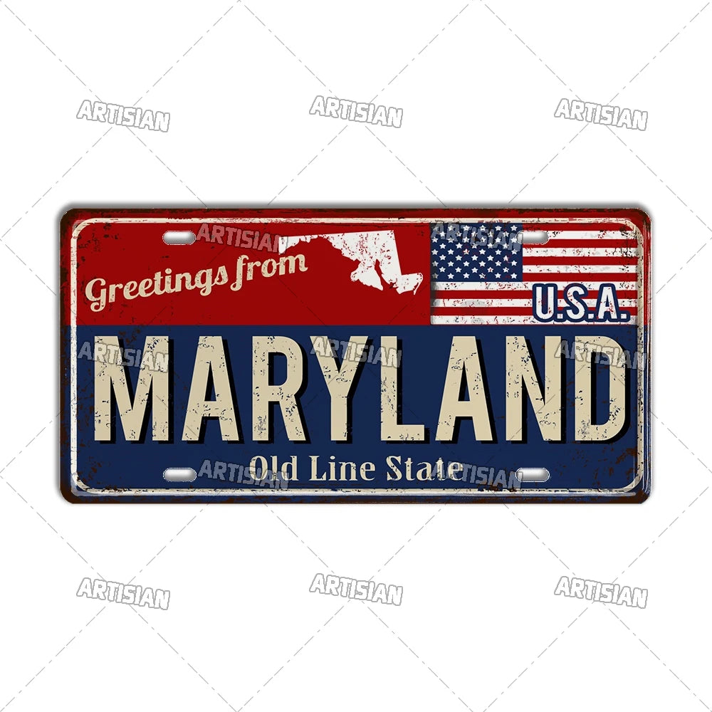 Greeting from USA States Landmark License Plate