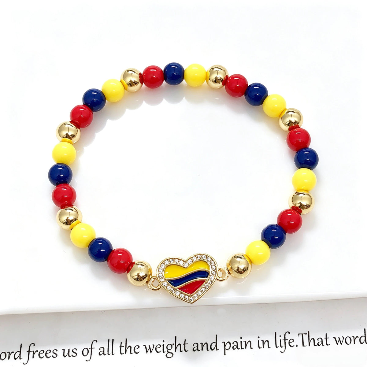 Classic Enamel Art Venezuelan Colombian Flag Bracelet
