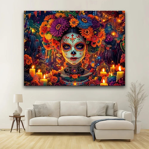 1 brightly colored Day of the Dead wall decoration