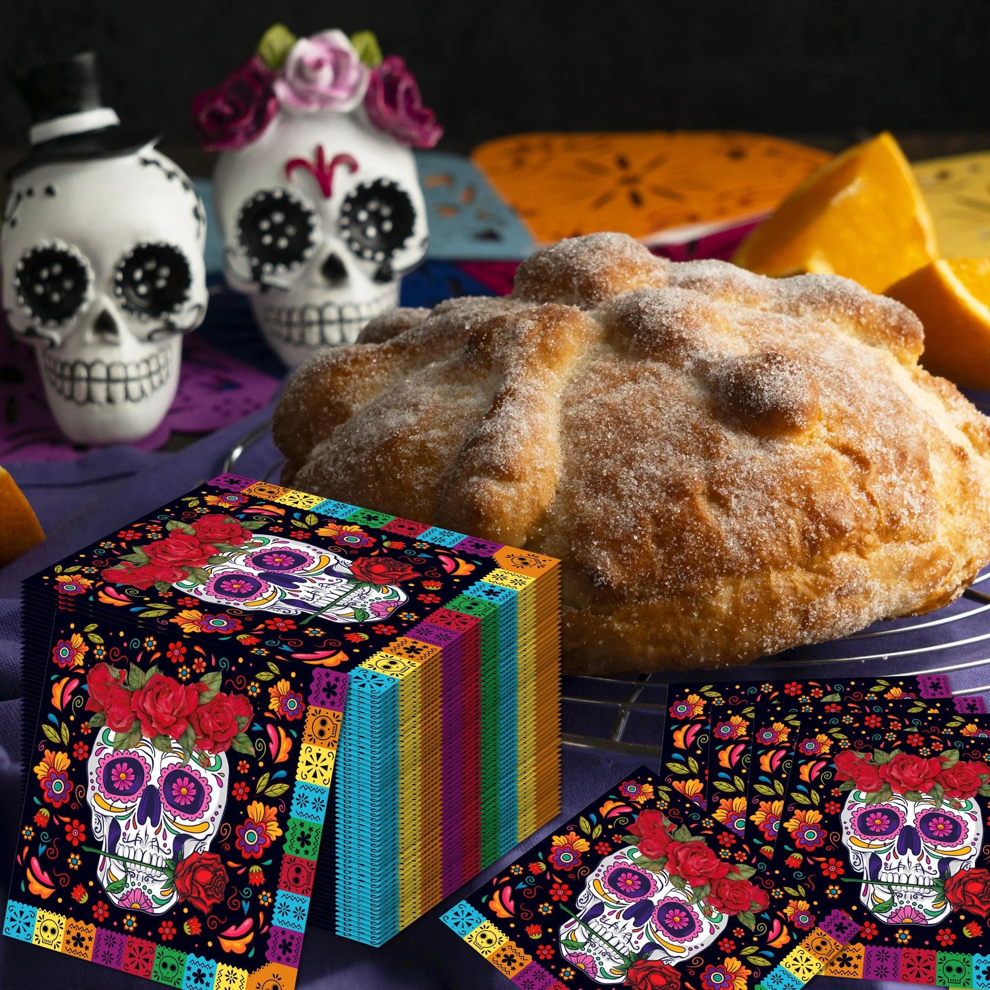 20pcs Skull Day Of The Dead Guest Napkins