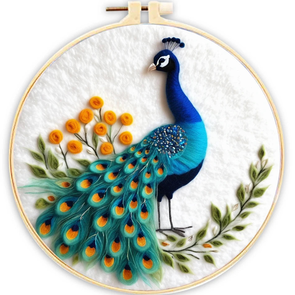 Wool Felting Painting Kit, Peacock