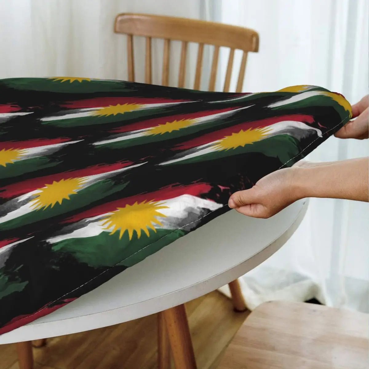Kurdistan Flag Waterproof Round Tablecloth