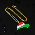 Kurdistan Map Flag Pendant Necklace
