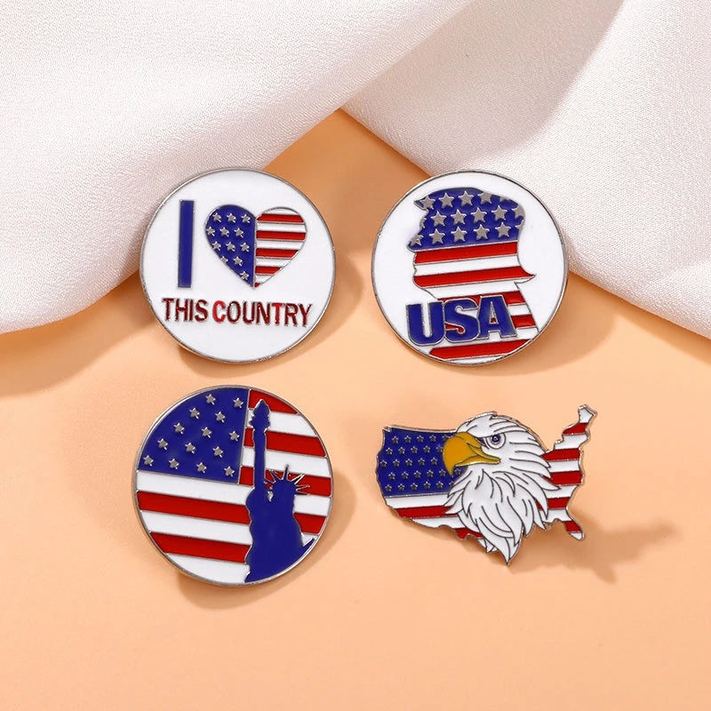 American Flag Enamel Pin Brooch
