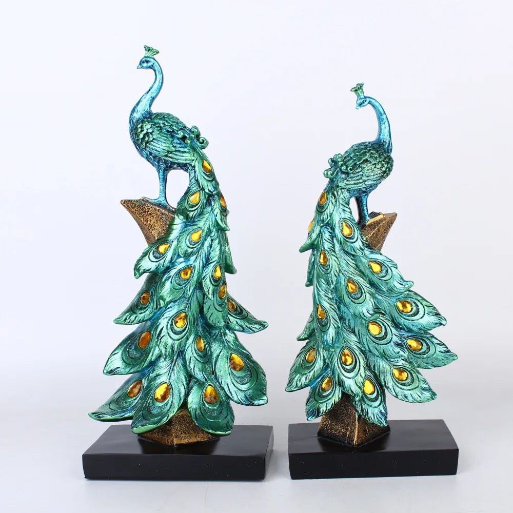 Peacock Decor Statue Sculpture