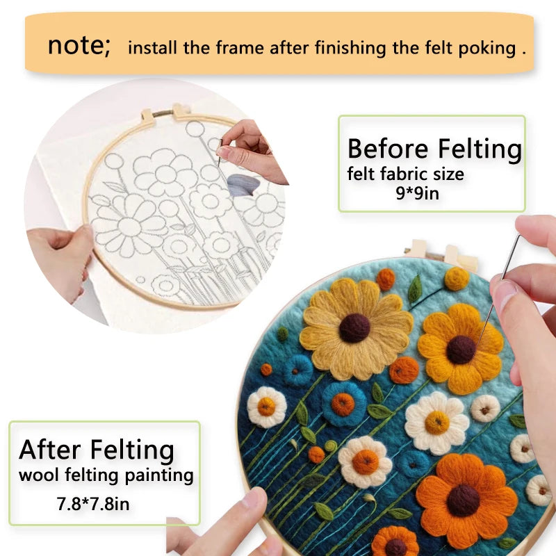 Wool Felting Painting Kit, Peacock