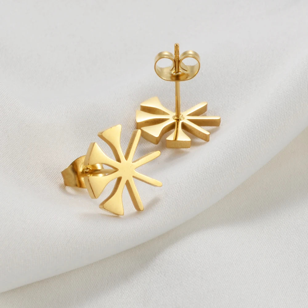 Yezidi Lalish Peacock Stud Earrings Stainless Steel